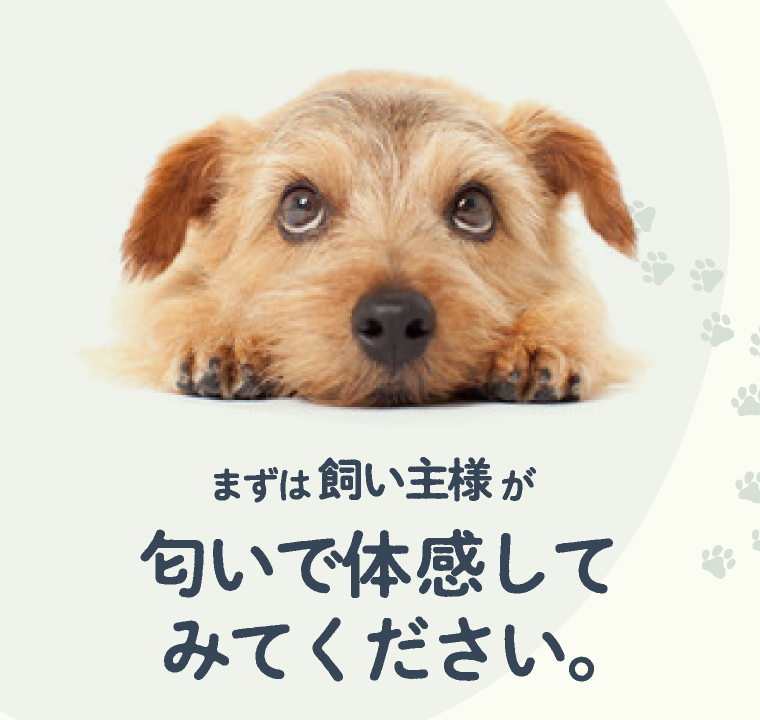 まずは飼い主様が匂いで体感してみてください。
