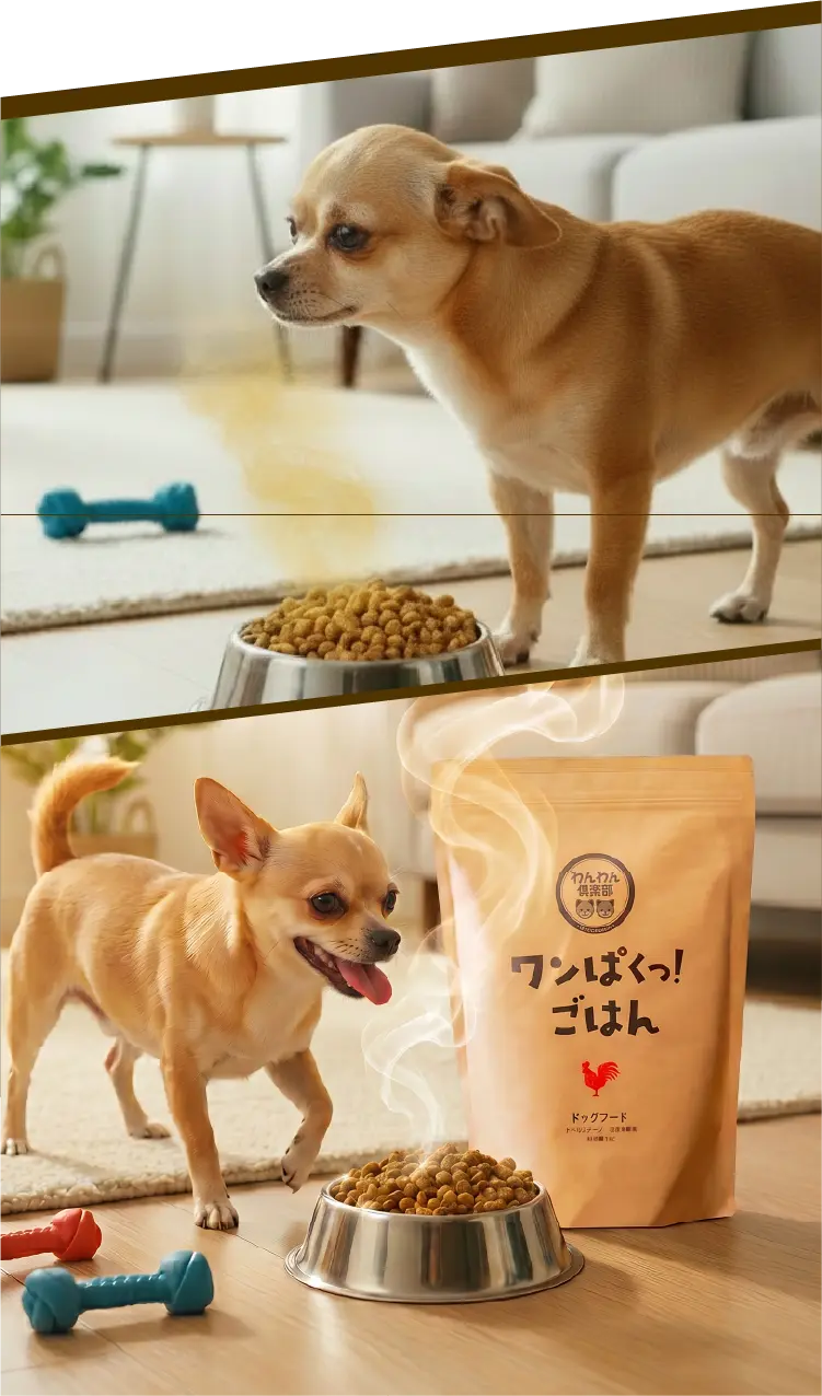 
                そもそも、食べない本当の原因はフードの匂いかもしれません。
                